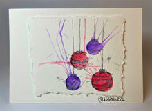 Small Pink, Purple and Silver Baubles - Hand Painted Christmas Card