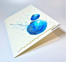 Turquoise, Blue and Silver Splatter Baubles - Hand Painted Christmas Card
