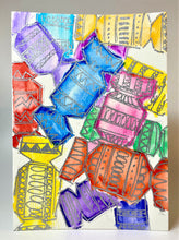 Abstract Multicolour Crackers - Hand Painted Christmas Card