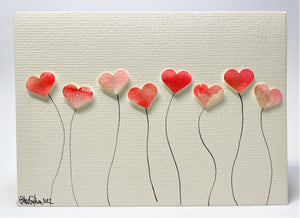 Original Hand Painted Valentine's Day Card - Heart Flower design