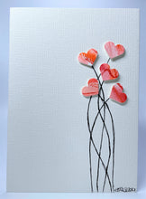 Original Hand Painted Valentine's Day Card - Heart Flower Twisted Stems