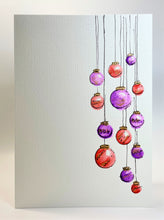 Orange, Purple and Gold Baubles - Hand Painted Christmas Card
