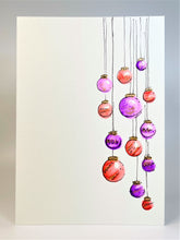Orange, Purple and Gold Baubles - Hand Painted Christmas Card
