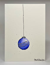 Indigo Blue and Silver Bauble - Hand Painted Christmas Card