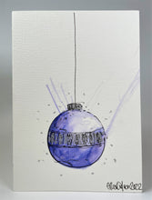 Large Blue and Silver Bauble - Hand Painted Christmas Card