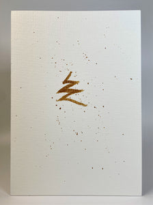 Abstract Gold Christmas Tree - Hand Painted Christmas Card