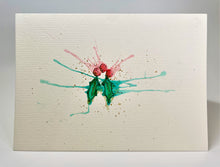 Abstract Holly Splatter with Gold - Hand Painted Christmas Card