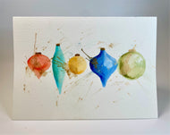 Abstract Multicolour Retro Baubles - Hand Painted Christmas Card