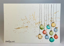 Multicolour Baubles with Gold Splatter - Hand Painted Christmas Card