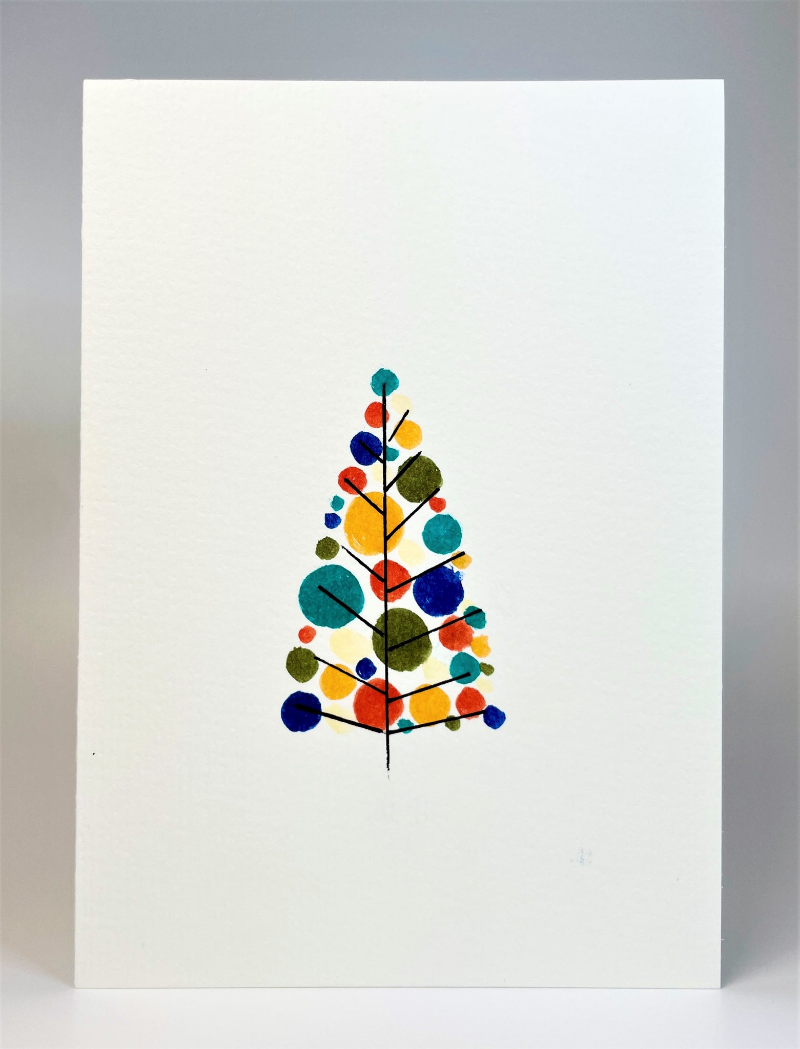 abstract retro multicolour circles tree - hand painted christmas