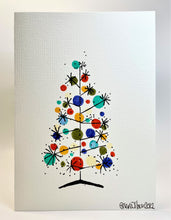 Abstract Retro Multicolour Circle Starburst Tree - Hand Painted Christmas Card