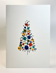 Retro Multicolour Circles Tree - Hand Painted Christmas Card