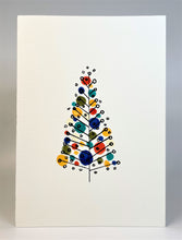 Retro Multicolour Circles Tree - Hand Painted Christmas Card