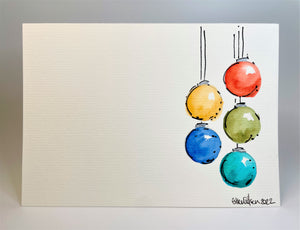 Multicolour Baubles - Hand Painted Christmas Card
