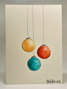 Bright Baubles - Hand Painted Christmas Card