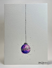 Little Pink and Purple Bauble - Hand Painted Christmas Card