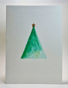 Abstract Christmas Tree with Star - Hand Painted Christmas Card