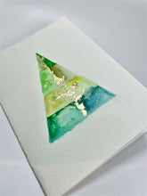 Abstract Christmas Tree with Gold Leaf - Hand Painted Christmas Card