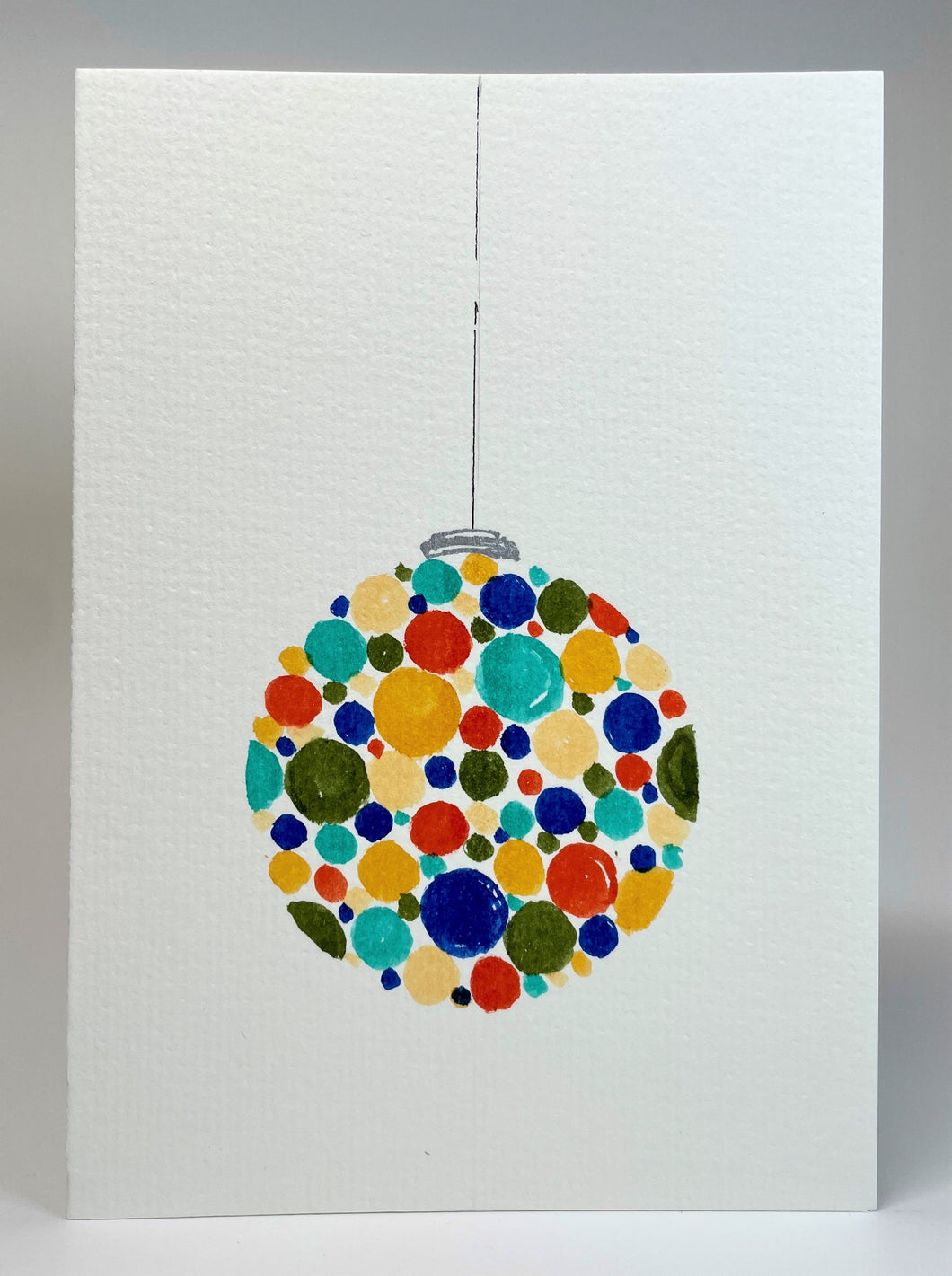 Multicolour Circle Bauble - Hand Painted Christmas Card