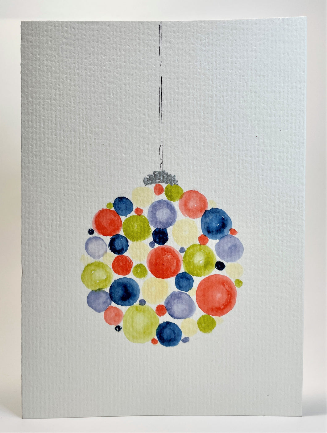 Muted Multicolour Circle Bauble - Hand Painted Christmas Card