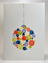 Muted Multicolour Circle Bauble - Hand Painted Christmas Card