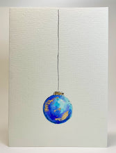 Purple, Blue and Gold Leaf Bauble - Hand Painted Christmas Card