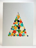 Modern Multicolour Abstract Circle Tree - Hand Painted Christmas Card