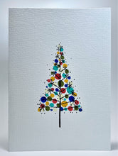 Multicolour Circles and Starburst Tree - Hand Painted Christmas Card