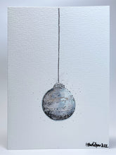 Abstract Monochrome and Silver Leaf Bauble - Hand Painted Christmas Card
