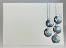 Abstract Monochrome and Silver Leaf Baubles - Hand Painted Christmas Card