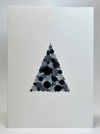 Modern Monochrome Abstract Circle Tree - Hand Painted Christmas Card