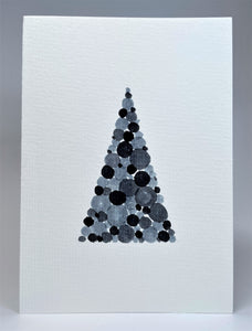 Skinny Modern Monochrome Circle Tree - Hand Painted Christmas Card