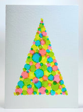 Large Abstract Fluoro Circle Tree - Hand Painted Christmas Card