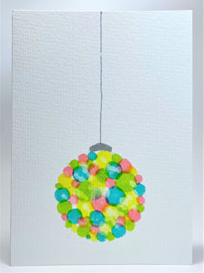 Large Abstract Fluoro Circle Bauble - Hand Painted Christmas Card