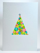 Modern Abstract Fluoro Circle Tree - Hand Painted Christmas Card