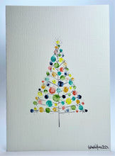Muted Multicolour Circles and Starburst Tree - Hand Painted Christmas Card