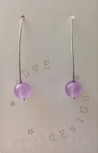 Silver Wire Drop Earrings - Lilac Malaysian Jade Bead - eDgE dEsiGn London