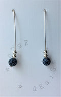 Silver Wire Drop Earrings - Grey Frosted Agate and Silver beads - eDgE dEsiGn London