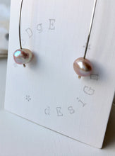 Silver wire drop earrings with pink freshwater pearls - eDgE dEsiGn London