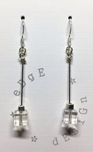 Silver dangle earrings with glass and silver cube beads - eDgE dEsiGn London