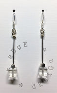 Silver dangle earrings with glass and silver cube beads - eDgE dEsiGn London