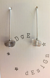 Sterling Silver Earrings - Rutilated Quartz Wire Drop - eDgE dEsiGn London
