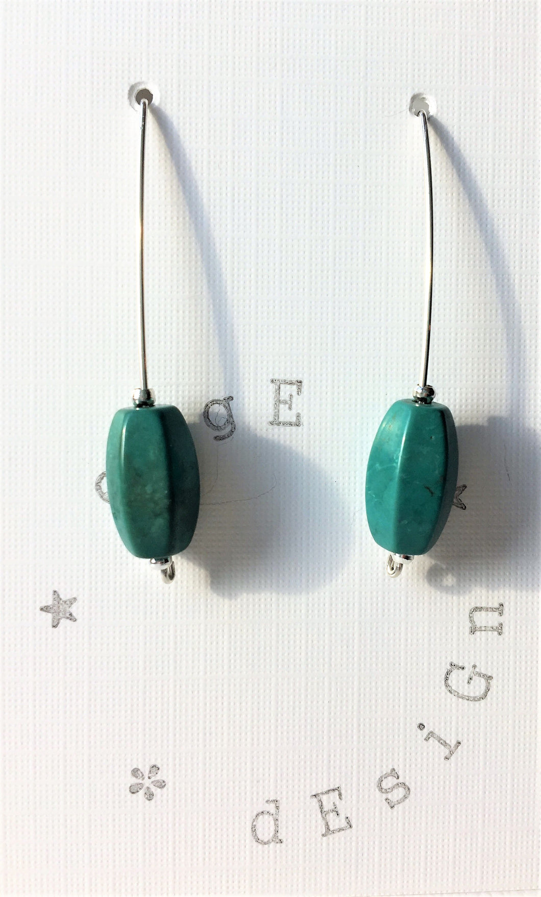Sterling silver wire earrings with Jade green ceramic bead - eDgE dEsiGn London