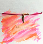 Bright pink/cerise double cord bracelet - Angel wing - Colour and Charm - eDgE dEsiGn London