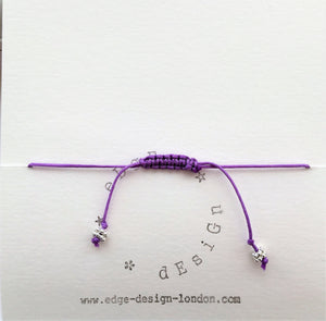 Lilac cord bracelet - Silver bauble beads - Colour and Charm Collection - eDgE dEsiGn London