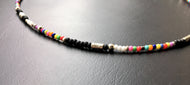 Beaded Choker necklace - multicoloured seed beads and silver tubes - eDgE dEsiGn London