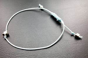 Beaded light blue cord bracelet - silver star - eDgE dEsiGn London