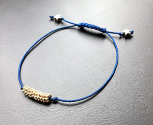 Sliding knot bracelet - Navy blue with silver stars and spacers - eDgE dEsiGn London