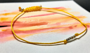Sliding knot bracelet - Yellow with silver seed beads - eDgE dEsiGn London