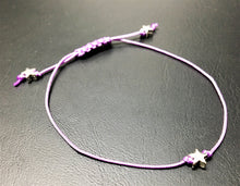 Sliding knot bracelet - Lilac with silver stars - eDgE dEsiGn London